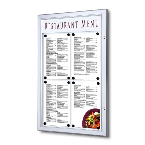 Gablota na menu 4xA4 z panelem na logo LED