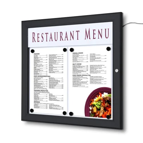 Czarna gablota na menu 2xA4 z panelem na logo LED - obrazek 2